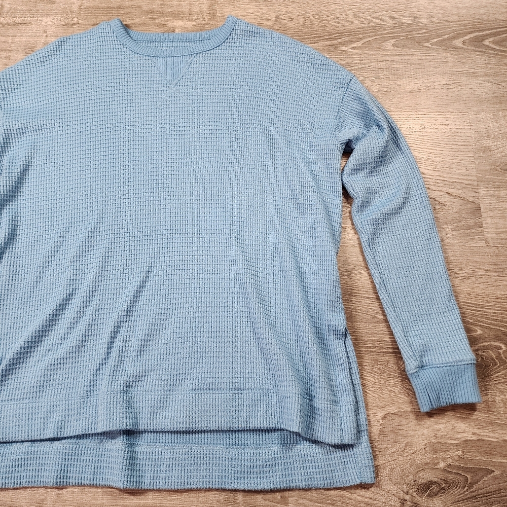 AMERICAN EAGLE Super Cloud Soft Blue Waffle Knit Loose Fit Top Small